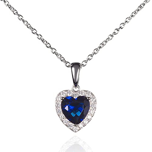 namana Collar de Corazón para Mujer con Piedra en Forma de Corazón. Collar de Plata de Ley 925 para Mujer con Piedra Azul y Circonitas. Collares de Corazón Azul para Mujer