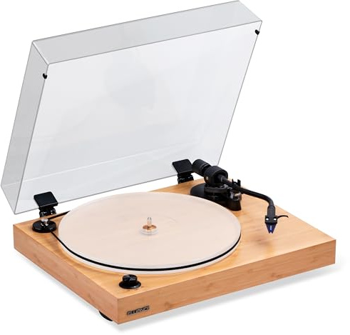 Fluance RT85 Platine Vinyle De Référence – Cellule Ortofon 2M Blue, Plateau en Acrylique, Contrôle De Vitesse, Socle en MDF Massif, Pieds D’Isolation Antivibrations – Bambou