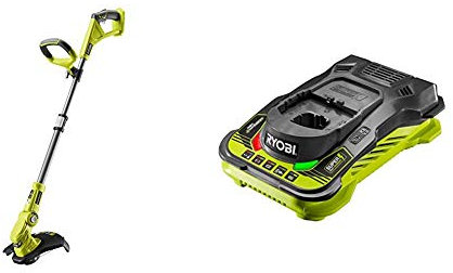 Ryobi OLT1832 18V ONE+ Cordless Grass Trimmer, 25-30cm Path (Zero Tool), 18 V, Hyper Green & RC18150 18V ONE+ Cordless 5.0A Battery Charger