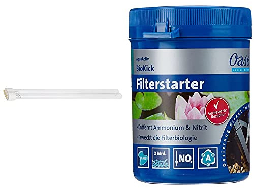 Oase 56237 Ersatzlampe UVC 24 W, passend für Bitron C 24 W und FiltoMatic CWS 12000 & 43138 AquaActiv BioKick 200 ml für 10.000 l - Teichbakterien Starterbakterien