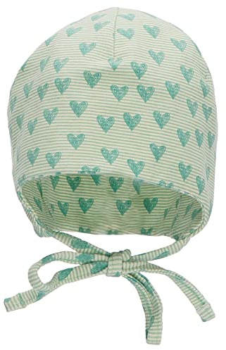 Sterntaler Beanie hjärtan – avslappnad babymössa av flamgarn jersey med heltäckande tryck – flickor UV-skydd 50+ beanie-mössa – baby och barn övergångsmössa, Grön, 35