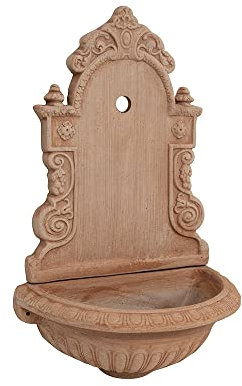 Biscottini Fontana a muro giardino 65x40x25 cm Made in Italy - Fontana da giardino a muro in terracotta - Fontanella da giardino muro esterno