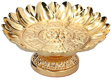 Ciotola di Frutta con Piedi, Fruttiera Dorata sul Bancone Della Cucina, Piatto Dorato in Acciaio Inox Dessert Piatto Decorativo Rotondo Piastra per Piatti Decorativi per Feste per Templi Sacrifici