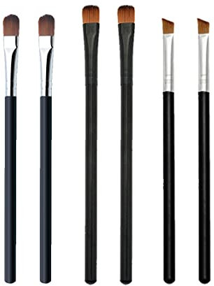 Pennelli per trucco occhi 6 pennelli per ombretti Set di pennelli per trucco in oro rosa con morbidi capelli sintetici e manici in legno massello per ombretti, sfumatura, sopracciglia, eyeliner