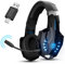 PHOINIKAS Wireless Gaming Headset with Detachable Microphone, 2.4G USB & Type C Dongle, 40+h Battery Life, 7.1 Surround Sound, LED Light, for PS5/PS4/PC/Laptop/Tablet/Phone