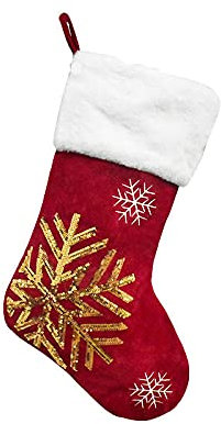 ＣＨＡＭＥＥＮ 1 Pack Christmas Stockings Personalized Nikolausstiefel mit Name Weihnachtsstrumpf zum befüllen Kamin Paillette Bling Bling Groß Traditional Nikolaus Socke für Familien Kinder Rot