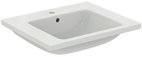 Ideal Standard - i.life B Lavabo superior de 61 cm equipado con orificio central abierto para la grifería y orificio de desbordamiento. Mueble y sifón mobiliario para comprar por separado. Blanco