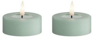 Deluxe Homeart Flammenloses LED-Jumbo-Teelicht-Set für den Innenbereich, mit Real Flame™-Technologie, batteriebetriebene Kerze (Salvie Green)