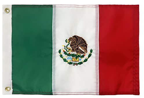 ROTERDON Bandera de México de 12 x 18 pulgadas, bandera bordada de barco mexicano para exteriores