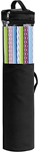 Lange Geschenkpapier-Organizer-Tasche, 107 X 22,3 Cm, Geschenkpapier-Aufbewahrungstasche mit Transparentem Fenster, Geschenkpapier-Organizer mit Griffen und Reißverschluss für 40 Rollen mit(Schwarz)
