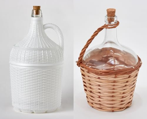 Evocalo Pack/2 Garrafas de Cristal Forradas de Plástico Y Mitad Mimbre de 5 y 2 Litros