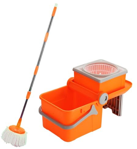 BZJPRFC Trapeador Y Cubo con Juego De Escurridor, Cubo De Plástico For Fregona De 10 litros (2,19 Galones), Uso En Seco Y Húmedo, Mango Cómodo Y Duradero For Limpieza De Pisos, Ventanas Y Hogar
