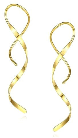 Peiyee Spiral Ohrringe Damen - Hängend Durchzieher Tropfen Edelstahl für Freundin, Mutter, Schwester - Muttertag, Weihnachten Oder Geburtstagsgeschenk