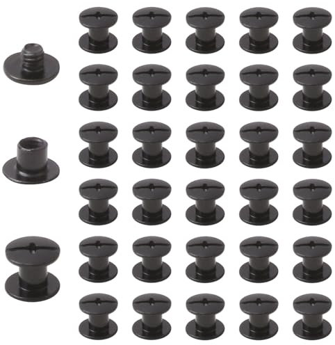 INCREWAY 30 Stück Edelstahl Kreuzschlitzschrauben Chicago Befestigungsschrauben Rundbolzen Kreuzkopf Chicago Nagel Knöpfe Schwarz (M5*5)