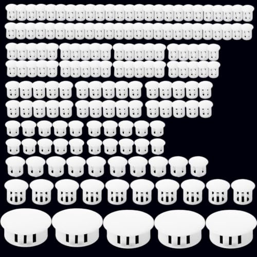Athyior 165pcs Plastic Hole Plugs White 7 Sizes - Screw Hole Covers Caps Locking Insert End Cap Round Flush Type Holes Fix Plug Drilling Cover for Furniture Cabinet Kitchen Cupboard | Locking Insert, End Cap, Round Flush Type, Holes Fix Plug, Drilling Cover for Home Office Furniture Cabinet Kitchen Cupboard