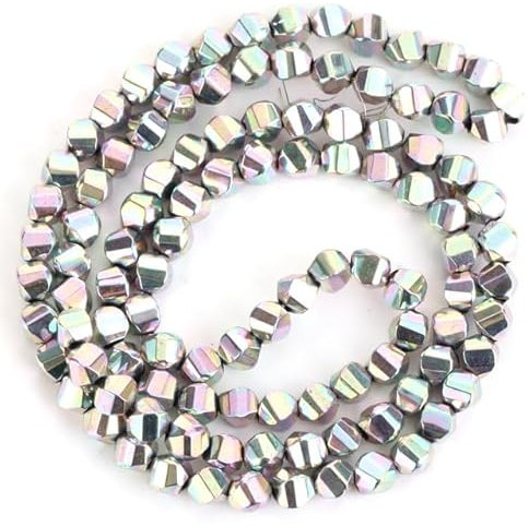 VGHJYNM Steinperlen, vergoldet, bunt, facettiert, Hämatit, lose Abstandsperlen zur Schmuckherstellung, DIY-Armband, 0,3 cm, 4 mm, Grün, 4 mm, ca. 100 Stück