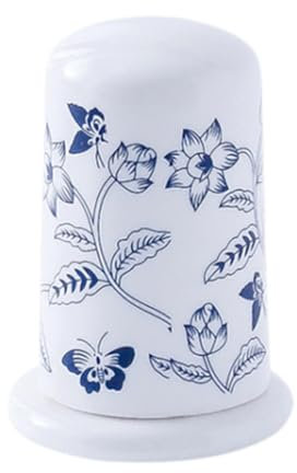 Oshhni Zahnstocherbox aus Porzellan, blau und weiß, Spender, dekorativer Organizer, Wattestäbchenhalter für Toiletten-/Badezimmerregale