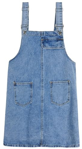 RWGSNB Faldas de Mezclilla, Minifalda Vaquera Azul para Mujer Vestidos Tipo Jersey Falda Vaquera Ligera para Mujer Faldas de Verano Suaves y Cómodas Vestido Estilo Pechera para Fiesta de Vacaciones