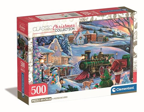 Clementoni Christmas Train Puzzle 500 Teile, für Erwachsene | Hergestellt in Italien, Multicolor - 35566