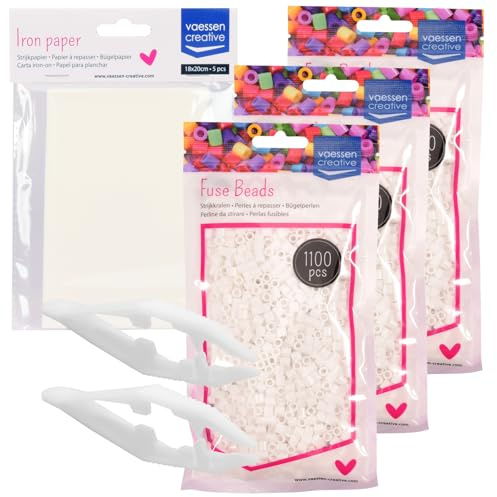 Vaessen Creative Set di Perline da Stirare 5 mm da 3300 Pezzi i Colori Bianco - Perline Pixel Art per Lavoretti Creativi - Creazione di Gioielli, Decorazioni, Ornamenti e Altre Idee Fai da Te