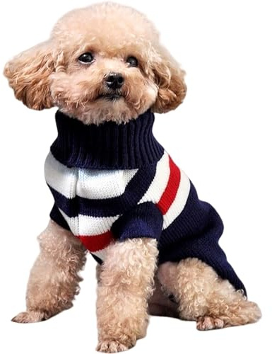 Small Dog & Cat Jumper, Knitted Sweater Pullover for Toy Breeds – Chihuahua, Teacup Poodle, Yorkie, Kitten, Soft Turtleneck, Autumn & Winter Pet Apparel, XL