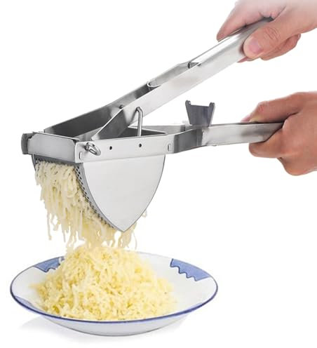 Kartoffelpresse Edelstahl mit Komfortgriff, Großes Loch Kartoffelstampfer, Spätzlepresse, Einfache Handhabung KüChenzubehöR Gadget, Spaghettieispresse für Kartoffelpüree Obstsäfte Gemüsebrei Püree