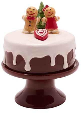 The Seasonal Gift Co - Soporte para tartas de glaseado de pan de jengibre con tapa, cerámica esmaltada, regalo festivo y artículos para el hogar, regalo práctico para cenas de temporada de invierno,