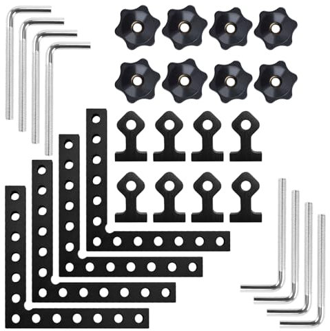 LYFJXX 4 Packs 90 Degree Right Angle Positioning Square Clamp, 14cm/5.5 in Aluminum Alloy Square Clamps for Woodworking Cabinet Drawer Picture Frame