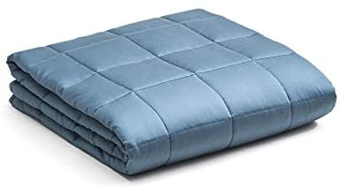 YNM Manta con peso refrescante, rayón derivado de bambú con cuentas de vidrio de primera calidad (azul gris, 152 cm x 203 cm, 6,8 kg), apta para uso de una persona en camas dobles y king