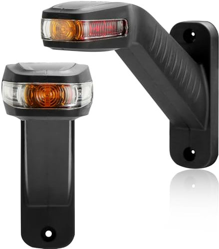 ETUKER 2x Side Marker Lights LED Rubber 12v 24v Stalk Marker Lights,Red/Orange/White Marker Lights for Trailer Van Truck