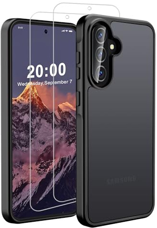 QHOHQ Hülle für Samsung Galaxy A56 5G / A36 5G mit 2 Stück Panzer Glas, [Militärstandard Schutz] Handyhülle, Transluzente Matt Rückseite Schutzhülle Case, Anti-Fingerabdruck, Kratzfest - Schwarz