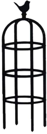 Obelisk Rankhilfe, Rankobelisk Metall+Kunststoff, 85-205cm Hoch Garten Rankhilfe Pflanzenstütze, Kletterturm mit Vogelkopfschmuck, Drinnen Draußen Tomatenkäfig Topfpflanzenständer(Schwarz,D 40x H 205c