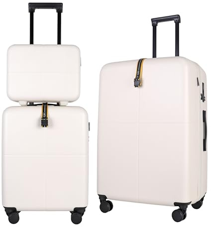 JLY 3 Piece Luggage Set, Vanity, Cabin and Large Suitcase, Alabaster White