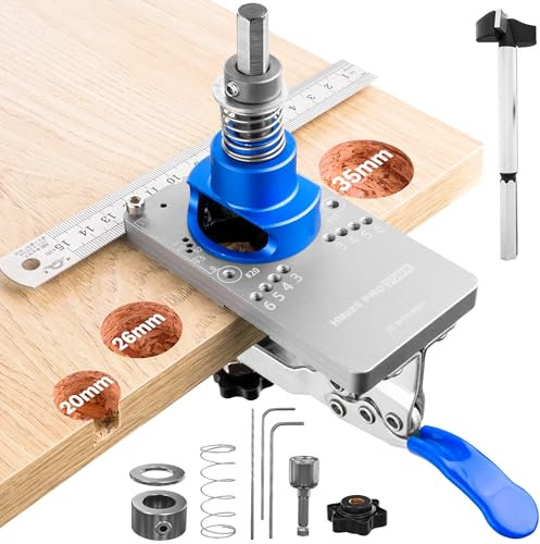 4 in 1 Concealed Hinge Jig 35mm to 26mm Hole Cutter Drill Guide - Kitchen Door Hinge Jig Carpentry Tools - Drilling Hole Puncher Woodworking Tools and Accessories for Joiners and Carpenters