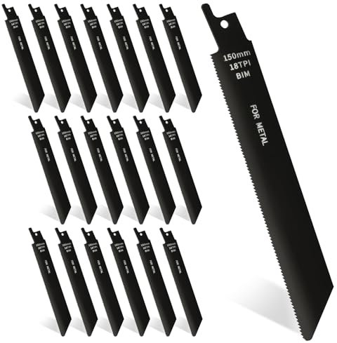 Säbelsägeblätter, 20 Stück 150mm Ersatzsägeblatt Set aus Bi-Metall mit Kobalt, 18TPI Sägeblatter Säbelsäge zum Schneiden von Metall, Holz mit Nägeln, Holz, Kunststoff für saubere Schnitte und schnelle