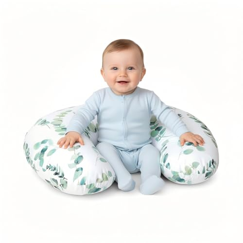 Little Grape Land Nursing Pillow for Baby,Coussin d’Allaitement Doux et Soutenant pour Maman, Coussin de Tétée avec Housse Amovible, Adapté de 0 à 12 Mois(Feuilles)