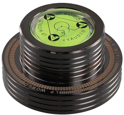 Wrtysully Estabilizador de Tocadiscos de Vinilo LP de 50 Hz, Abrazadera de Peso de con Medición de Velocidad de para Reproductor de Música, Negro