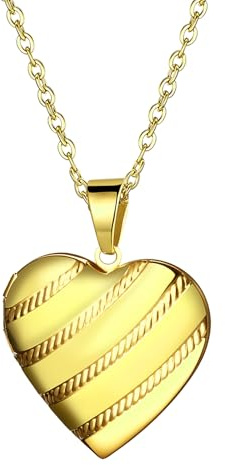 Cupimatch Herz/Rund Medaillon zum Öffnen: 3 Stile Bilder Foto Halskette Damen Gold/Silber Elegant Edelstahl Herzanhänger mit 45cm Kette Amulett Schmuck Muttertag Geschenk für Frauen Mädchen
