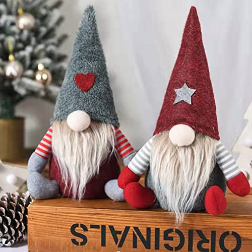 Purpledi Gnomi Natalizi Set di 2, Gnomo di Peluche per Decorazioni Natalizie, Handmade Santa in Peluche Decorazione, Elfo Babbo Natale per Tavolo Regali Albero Natale Tavolo Camino