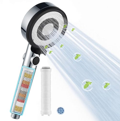 Nafall Cabezal de Ducha de Alta Presión con Filtro, Alcachofa Ducha Antical para Ahorrar Agua con 5 Modos, Shower Head with Filter Para Zonas con Baja PresióN de Agua, Cromado