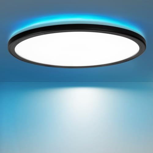 Laittiin Deckenlampe LED Deckenleuchte Flach - Ø30cm RGB Schlafzimmerlampe Dimmbar mit Fernbedienung 23W Küchenlampe Rund Badlampe Decke 3000K-6500K Badezimmerlampe für Balkon/Schlafzimmer/Wohnzimmer