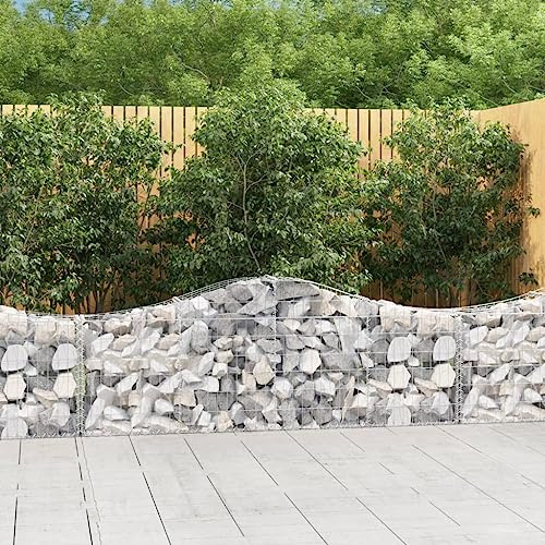 AJJHUUKI Lawn & Garden-Gardening-Pots & Planters-Arched Gabion Baskets 20 pcs 200x30x60/80 cm Galvanised Iron