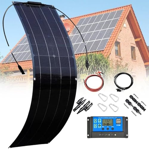 Placa Solar 200W 400W 800W Flexible Panel Solar Resistente al Agua IP67 para Autocaravana, Barco, Balcón, Casa de Jardín y Superficies Curvas | Módulo FV Delgado y Doblable(200W)