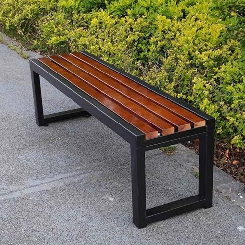 Rückenfreie Gartenbank aus Metall mit Holzlatten – Outdoor-Terrassenstuhl für Park, Balkon, Rasen, Hof und Veranda, erhältlich in 80 cm, 100 cm, 120 cm, 150 cm, 180 cm (120 cm)