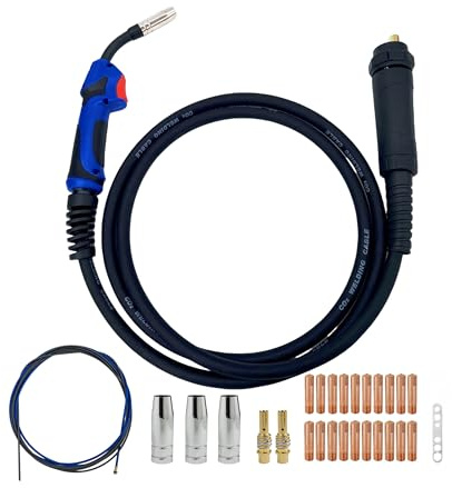 MIG MAG MB15 15AK CO² Welding Torch, 150 Amp Welder Gun with Euro Central Connection, Welding Torch (4M) and 27 pcs Welding Accessory Kit, for Welding Machine (4M)