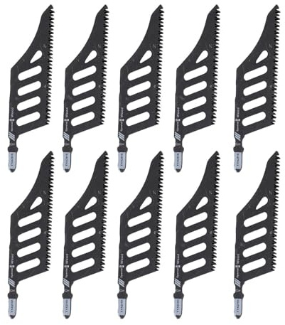 FTVOGUE Cuchillas de Sierra de Calar de Acero en Carbono, Corte de Esquina de 90 Grados para Tablero de Fibra de Madera y Plástico con Dientes de Tierra Triple, 10 Uds.