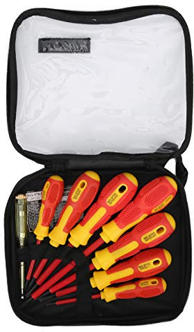 TOOLSGO 9Pcs 500V High Voltage Insulated Screwdriver Set Multi Specification Magnetic Screwdriver Bit for Electrical Repair Work