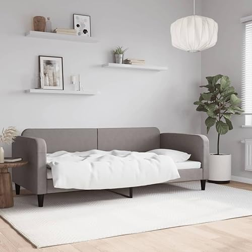 YuuSsea Tagesbett Taupe 90x200 cm Stoff, Metall Massivholz Gestell, Schlafsofa Modernes Design für Wohnzimmer, Gästezimmer