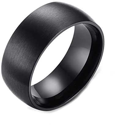 Whoiy Bröllopsringar svart 8 mm borstade, förlovningsringar rostfritt stål enkel herrbandring utan sten med gravyr personlig för män storlek 54–65, 57 (18.1), Icke-ädelmetall, Ingen ädelsten