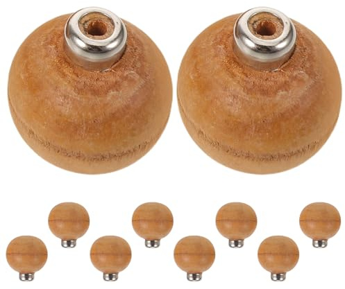 HAMPPLIES 10 Piezas Mangos de Madera para Herramientas de Lima y Buriles, 10 Unidades, Empuñadura Ergonómica Resistente con Collar Metálico, Repuesto para Escofinas y Herramientas Manuales,